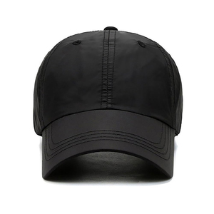 Unisex Black 6-Panel Baseball Cap Adjustable Breathable Waterproof Nylon Snapback Hat Casual Spring Summer Adult Style - Product Image 5