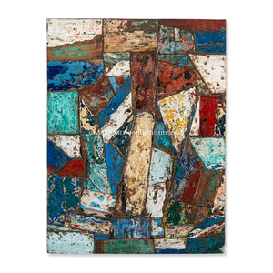 Mosaico Decorativo de Pared DIVADI Hecho a Mano con Madera de Barco Reciclada, Diseño Náutico Vintage de Acero Inoxidable, 5cm de Grosor - Product Image 2