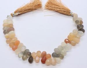 AAA Natural Multi Moonstone Faceted Teardrop Beads 7x11-8x12 MM Moonstone Gemstone Beads 8 Inch Faceted Tear Beads For Jewelry - Product Image 4