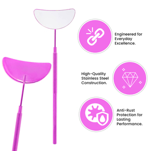 OEM Half Moon Eyelash Mirror in <b>Pink</b> Color Wholesale Stainless Steel Half Moon Eyelash Mirror Lash Packaging <b>Box</b> with Mirror - Product Image 5