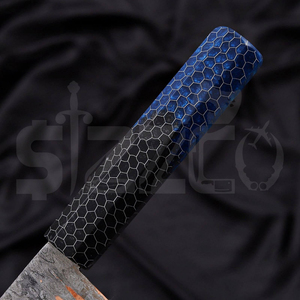 OEM Custom Copper Damascus Steel Brisket Slicing Knife Handmade <b>BBQ</b> Meat Carving Chef Knife Honeycomb Resin Handle Ideal Gift - Product Image 3