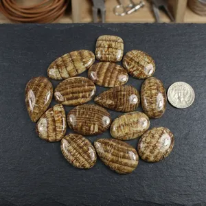 Aragonita natural en forma de pera ovalada, pulida en la parte superior, lote al por mayor para fabricantes de joyería de plata 925. - Product Image 3