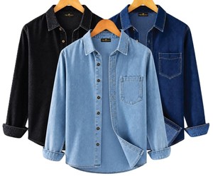 <b>Men's</b> <b>Denim</b> <b>Shirts</b> Polyester/Cotton Solid Design Full Sleeve Quick Dry Casual Wear - Product Image 6