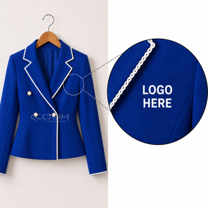 Cosh International Custom Logo Blue Double Breasted <b>Blazer</b> Sorority Sisterhood Embroidered Logo Elegant Outerwear - Product Image 1