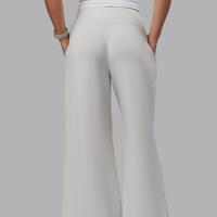 Pantalon de jogging évasé pour femme, taille mi-haute élastique, devant plat, avec logo personnalisé, poches, service OEM, haute qualité, sur mesure