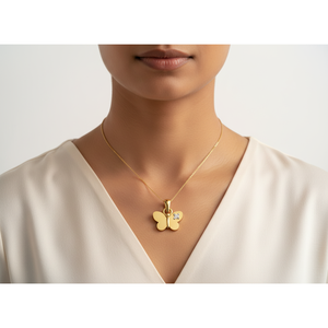 Collar con Colgante de Mariposa de Oro de 10k al por Mayor, Diamante Cultivado en Laboratorio VVS1, Fabricante Personalizado, Joyería Minimalista para Niños - Product Image 1