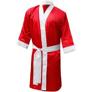 Bata de boxeo MMA de satén personalizada profesional para hombres y mujeres de talla grande tela personalizada patrón impreso Lucha Libre boxeo vestido con capucha - Product Image 4
