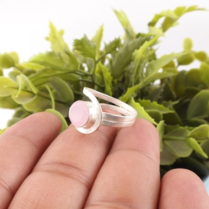 <b>Indian</b> Style High Quality Pink Chalcedony Gemstone <b>Ring</b> Channel Setting Jewellery In 925 Sterling Silver Plated For Women's Wear - Product Image 1