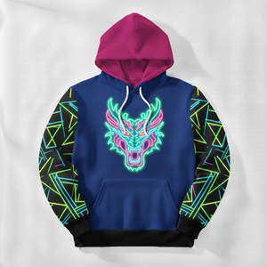 Sweat à capuche pour homme en coton 100% uni, style hip-hop, avec impression numérique de circuit imprimé sur la manche, sublimation haute définition - Product Image 6