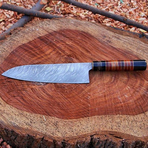 Couteau de cuisine en acier Damas avec manche durable pour la préparation des aliments et la cuisson des repas, couteau Damas de qualité supérieure - Product Image 1