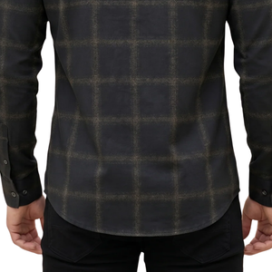 Chemise en flanelle à carreaux noire pour homme, manches longues, boutonnée, chemise décontractée à carreaux, tissu brossé doux, streetwear tendance - Product Image 6
