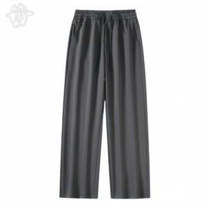 Pantalon décontracté pour homme à taille élastique avec cordon de serrage, poches latérales, léger, respirant, en coton tricoté, coupe droite, style printemps - Product Image 4