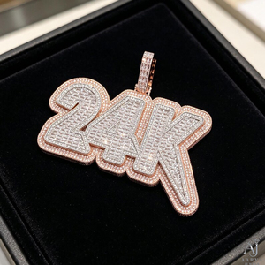 Colgante de Moissanita para Fiesta Hiphop, con Letra Iced Out, Tono Oro Rosa, Plata 925 para Hombre - Product Image 5