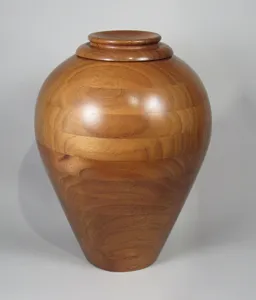 Urna funeraria de madera con forma de bombilla, cuerpo liso y redondeado, urna conmemorativa hecha a mano, porta cenizas de madera natural. - Product Image 3