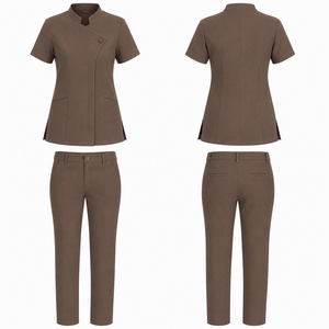 New Arrival Modern Medical <b>Scrub</b> <b>Set</b> Women Nursing Uniform Short Sleeve Top And Pants Workwear For Hospital Use - Product Image 1