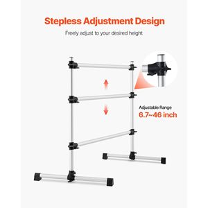 Barra da Balletto Portatile Autoportante da 4 Piedi in Alluminio con Doppia Barra Orizzontale Regolabile in Altezza per Stretching, Danza ed Esercizi - Product Image 4