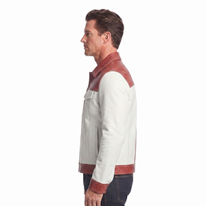 Camisa de cuero premium para hombre con botones, camisa de cuero para hombre con bolsillos en el pecho, camisa de cuero para hombre con mangas largas - Product Image 3