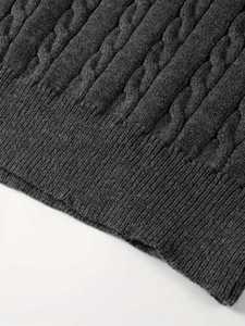 Pull en maille torsadée acrylique personnalisé pour homme, col montant zippé, manches longues, décontracté, bleu marine, tricot d'hiver, haut OEM - Product Image 6