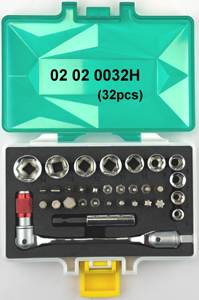 Juego de 32 piezas de llaves de vaso y puntas OEM/ODM de 1/4'' con mango de doble cabezal flexible, proveedor de Taiwán - Product Image 4