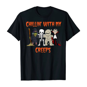 Halloween Men's Breathable Cotton T-Shirt Durable Retro Vintage Witch on Broom Design Front Customizable Silk Screen Printed - Product Image 4