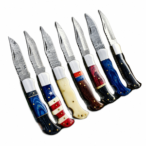 Burraq Ecommerce Damascus Steel Folding Knife with <b>Clip</b> Point Blade for Outdoor Camping & Sports OEM Customizable - Product Image 1