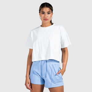 <b>Women's</b> Summer Slim Fit Short Sleeve Cotton Crop <b>Top</b> Breathable Yoga Fitness T-Shirt - Product Image 4