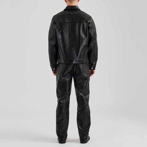 Chándal Unisex Negro de Poliéster, Manga Larga, Cuello Camisero, Cierre de Cremallera, Corte Holgado, Color Sólido, Ropa Casual de Otoño - Product Image 2