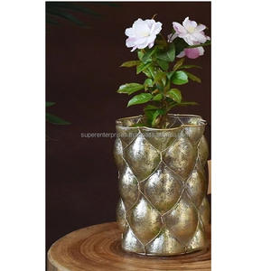 Handmade Vintage Brass Handcrafted <b>Flowers</b> <b>Vase</b> Tableware Gold Brass Porcelain <b>Vase</b> High Quality Chinese Home Decor Ornaments - Product Image 1