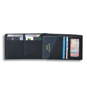 Premium Black Genuine Leather Men's <b>RFID</b> <b>Blocking</b> <b>Wallet</b> Chain Open Closure Waterproof Card Holder Bifold <b>Wallet</b> Daily Use - Product Image 5