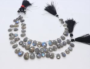 Cuentas facetadas de labradorita natural en forma de pera de 8x11-11x15 mm, cuentas de labradorita con destello azul de 7 pulgadas para la fabricación de joyería al por mayor. - Product Image 1