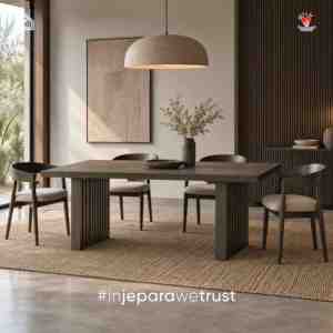 Mesa de Comedor Rectangular de Madera con Pedestal Acanalado, Mesa de Comedor de Lujo para Hotel, Restaurante, Villa, Muebles para el Hogar - Product Image 6
