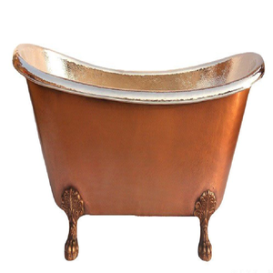 Baignoire sur piétement en cuivre martelé à la main avec des bordures florales embossées complexes, disponible à prix de gros. - Product Image 3