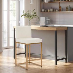 Metal <b>Bar</b> Chairs, Indoor <b>Outdoor</b>, Stackable, Matte White Leather <b>Bar</b> Chair Counter Height <b>Bar</b> Chair <b>Set</b> Of 2 - Product Image 1