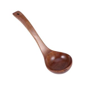 Eco Friendly Kitchen Accessories <b>Round</b> Nanmu Wooden Spoon Long Handle Wood Soup Spoon Restaurant Kitchen Items - Product Image 4