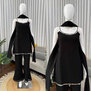 Traje de pantalón bootcut con dupatta de georgette sintético y bordado de espejos auténticos - Product Image 1