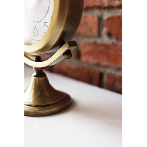 Reloj de Escritorio de Latón, Diseño Circular Tradicional, Movimiento de Cuarzo, Funciona con Batería, Visualización de Hora con Agujas - Product Image 2