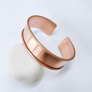 Pure <b>Copper</b> Statement <b>Bangle</b> with Wire Edge Trim Heavy Duty Satin Finish <b>Copper</b> Cuff, Unisex Minimalist Metal Jewelry Gift - Product Image 1