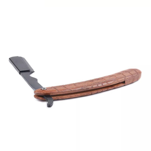 Rasoir manuel pliant en bois et acier inoxydable avec manche en bois, marque privée OEM, outils de barbier pour hommes - Product Image 2