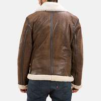 Nouvelle Arrivée - Veste Homme Slim Fit en Cuir Véritable avec Logo Frontal, Col Montant et Doublure Respirante en Fausse Fourrure