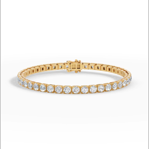 Bracelet tennis en or blanc 18 carats avec diamants de laboratoire Radiant |   Bijoux fins de luxe de 7 pouces à taille ronde |   Anniversaire de mariage - Product Image 5