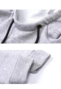 Sudadera con Capucha Unisex de Forro Polar, Ropa Deportiva de Secado Rápido, Poliéster, Corte Ajustado, Informal, Otoño, Color Sólido, con Bolsillo - Product Image 5