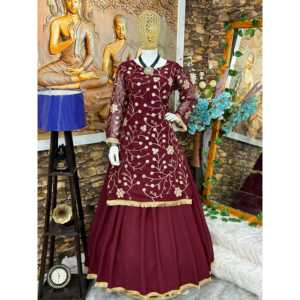 ชุดเสื้อและเลเฮนกาสำหรับงานปาร์ตี้สวยงามสำหรับผู้หญิง พร้อมผ้าคลุมไหล่ - Product Image 1