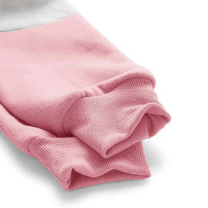 Womens Oversized Color Blocked Hoodie Pink White Drop Shoulder Long Sleeve Woven Sweatshirt Tassel Drawstring Winter 100% Cotton - Product Image 3