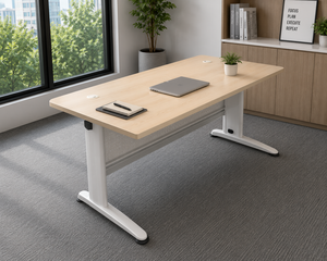 Mesa de Conferencia Rectangular Moderna y Resistente, con Cubierta de Madera Enchapada, Patas Metálicas, Altura Ajustable, Muebles de Oficina Comerciales - Product Image 1