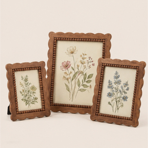 <b>Vintage</b> Scalloped Wood <b>Picture</b> <b>Frame</b> with Beaded Border Wavy Wooden Photo <b>Frame</b> for Tabletop & Wall Decor Reasonable Price - Product Image 5