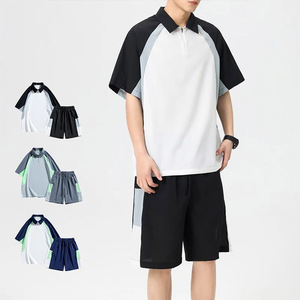 Ensemble de survêtement pour homme surdimensionné de qualité supérieure, 2 pièces, été, 100% coton, t-shirt et short - Product Image 1