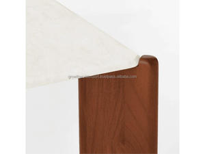 Luxury White Quartz Coffee Table with <b>Solid</b> <b>Wood</b> Base Modern Minimalist Center Table for Living Room Premium Quartz Top Coffee - Product Image 4