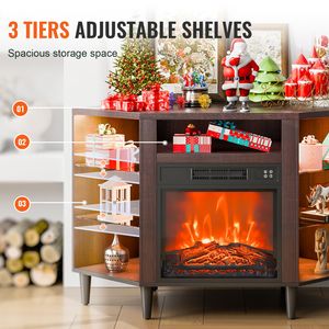 Vintage Design Electric Fireplace TV Stand <b>Corner</b> Console for TVs 50" 18" Fireplace with 20 <b>LED</b> <b>Lights</b> TV Cabinet - Product Image 4