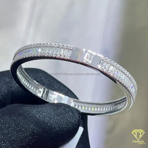 กำไลข้อมือแฟชั่นโทนสีเงินแบบบาแกตต์ตัด VVS ประดับเพชรแนวฮิปฮอปเย็น - Product Image 3