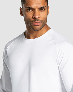 Camiseta Deportiva de Manga Larga para Hombre, Algodón y Elastano, 220 g/m², Color Sólido, Estampado Puff, Suave y Transpirable, Ropa Deportiva, OEM, ODM - Product Image 3